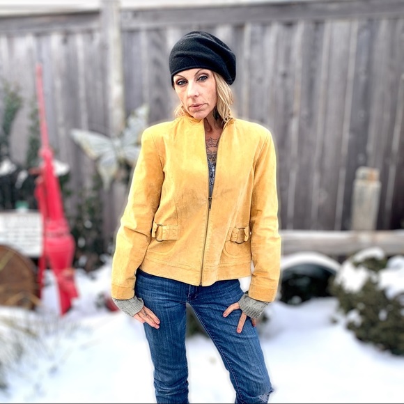 Clothes By Revue Jackets & Blazers - Vintage butterscotch suede lightweight jacket metal ring accents